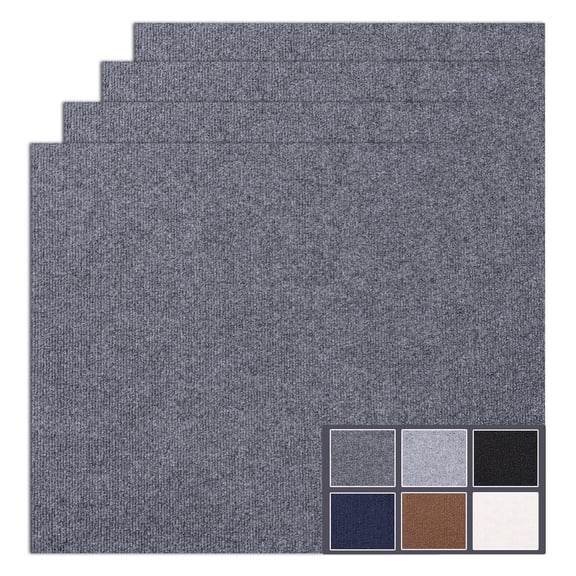 Emaraxy 12"x12" Peel and Stick Carpet Tiles, Self-Adhesive Floor Squares, Dark Gray, 30 Pack