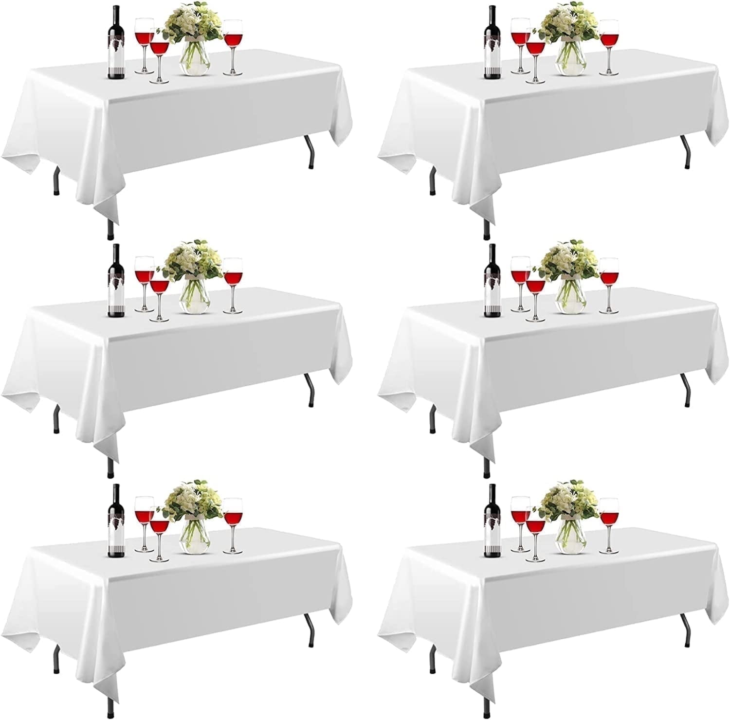 Emart 6 Pack Rectangle Tablecloth,60×102 inch White 100% Polyester,Banquet,Wedding,Party,Picnic