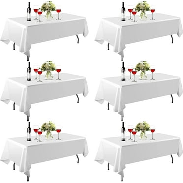 Emart 6 Pack Rectangle Tablecloth,60×102 inch White 100% Polyester,Banquet,Wedding,Party,Picnic