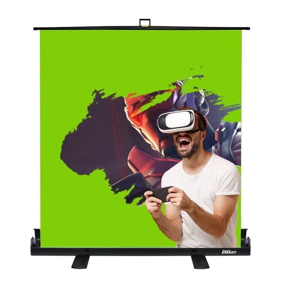 EMART 58x74 Inch Portable Retractable Green Screen Backdrop Stand Collapsible Chroma Key Background for Photography, Video, and Live Streaming