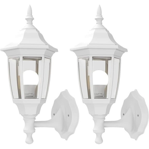 Emart Outdoor Porch Light，Exterior Waterproof Wall Light Fixtures, Special Handling Anti-Corrosion Plastic Material, Wall Mount Lantern for Backyard, Garage, Front Porch -White (Bulb Included)