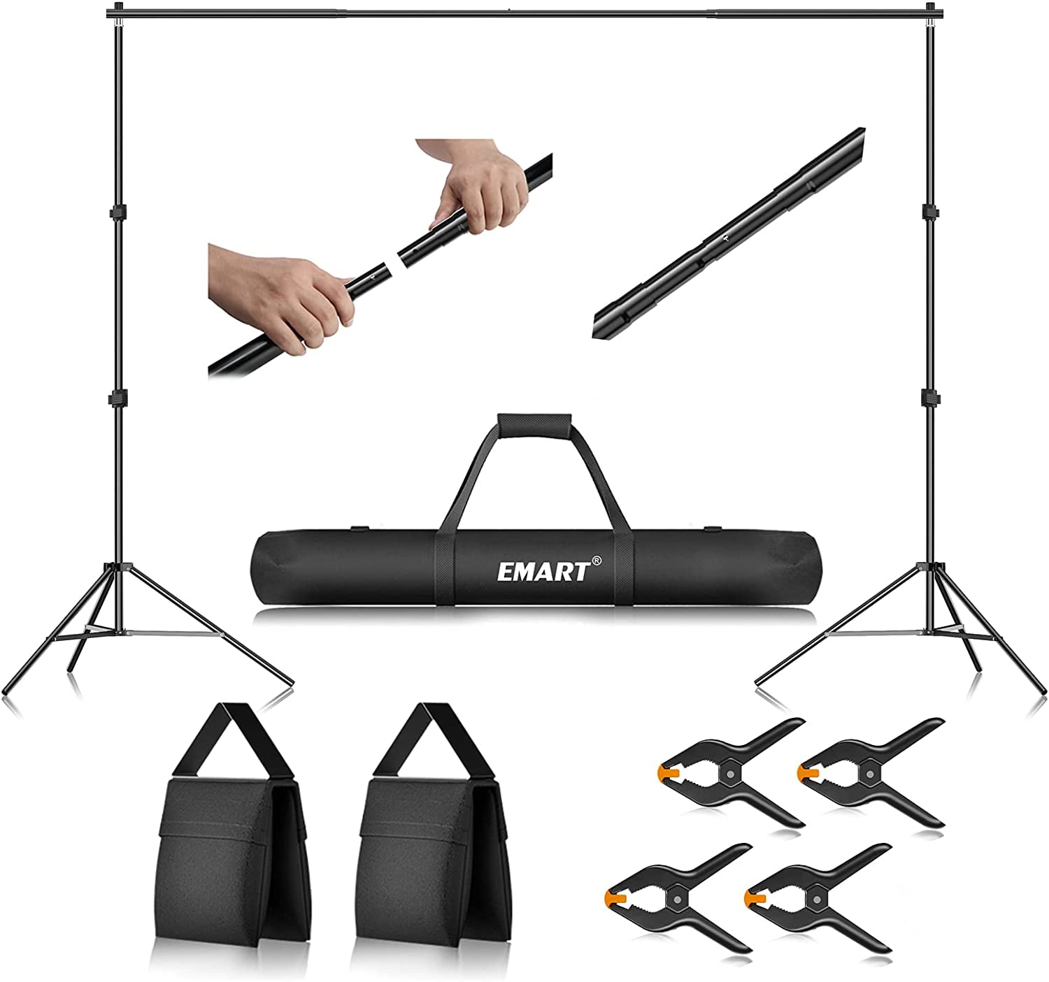 Emart Photo Video Studio 10Ft Adjustable Background Stand Backdrop Support System Kit With Carry Bag Backdrop