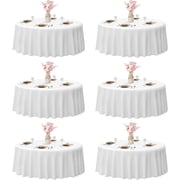 Emart Round Tablecloth 70in White Circular Polyester Table Cover for Party,Banquet-6 Pack