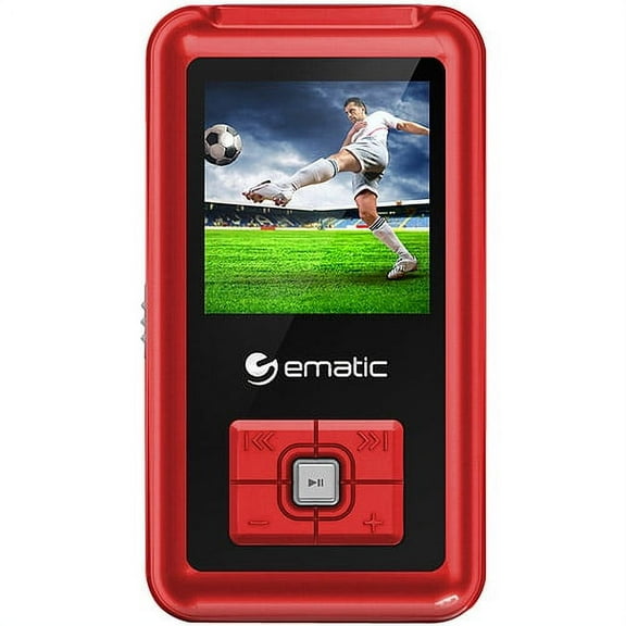 Ematic 1.8" 8GB MP3/Video Player with Voice Recorder and Radio MP3, Red