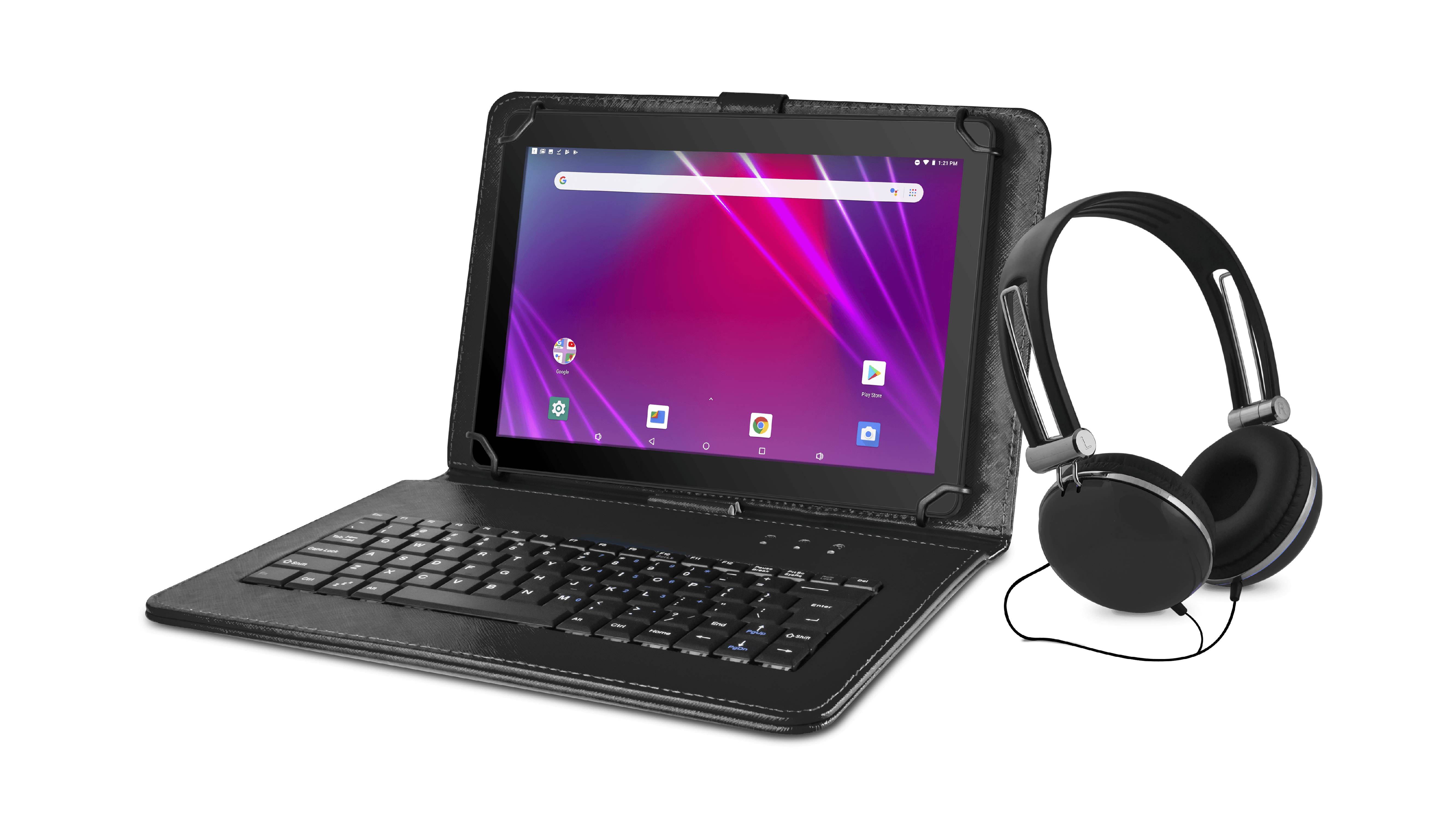 Ematic 10.1" 16GB Android Tablet + Keyboard Folio Case and Headphones, Black (EGQ238BDBL) - image 1 of 9
