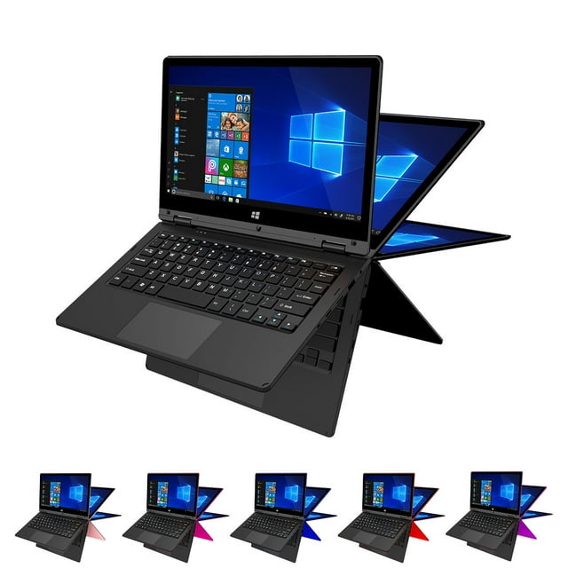 Ematic 11.6" Convertible Touchscreen Laptop with Windows 10 S, 2GB RAM, 32GB Storage, Black (EWT127BL)