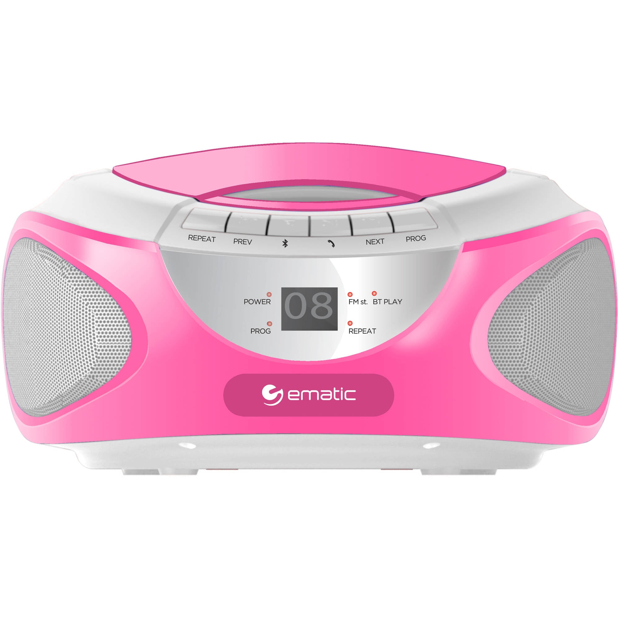 Ematic Bluetooth CD Boombox, Pink, EBB9224