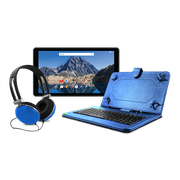 SHAGHAL Ematic EGQ236 10" 16GB Android 8.1 Oreo Tablet with Keyboard Folio Case and Headphones (Blue)