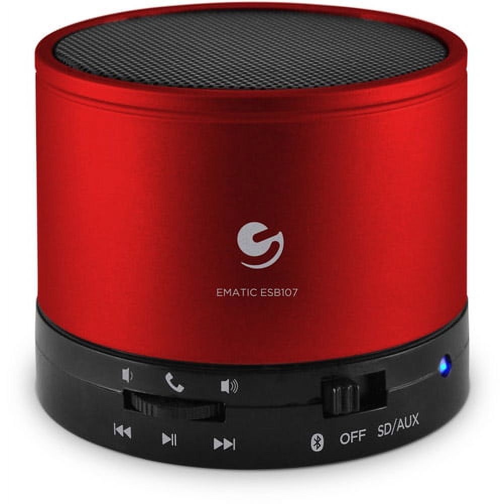 Ematic ESB107RD Bluetooth Wireless Speaker and Speakerphone, Red - image 1 of 10