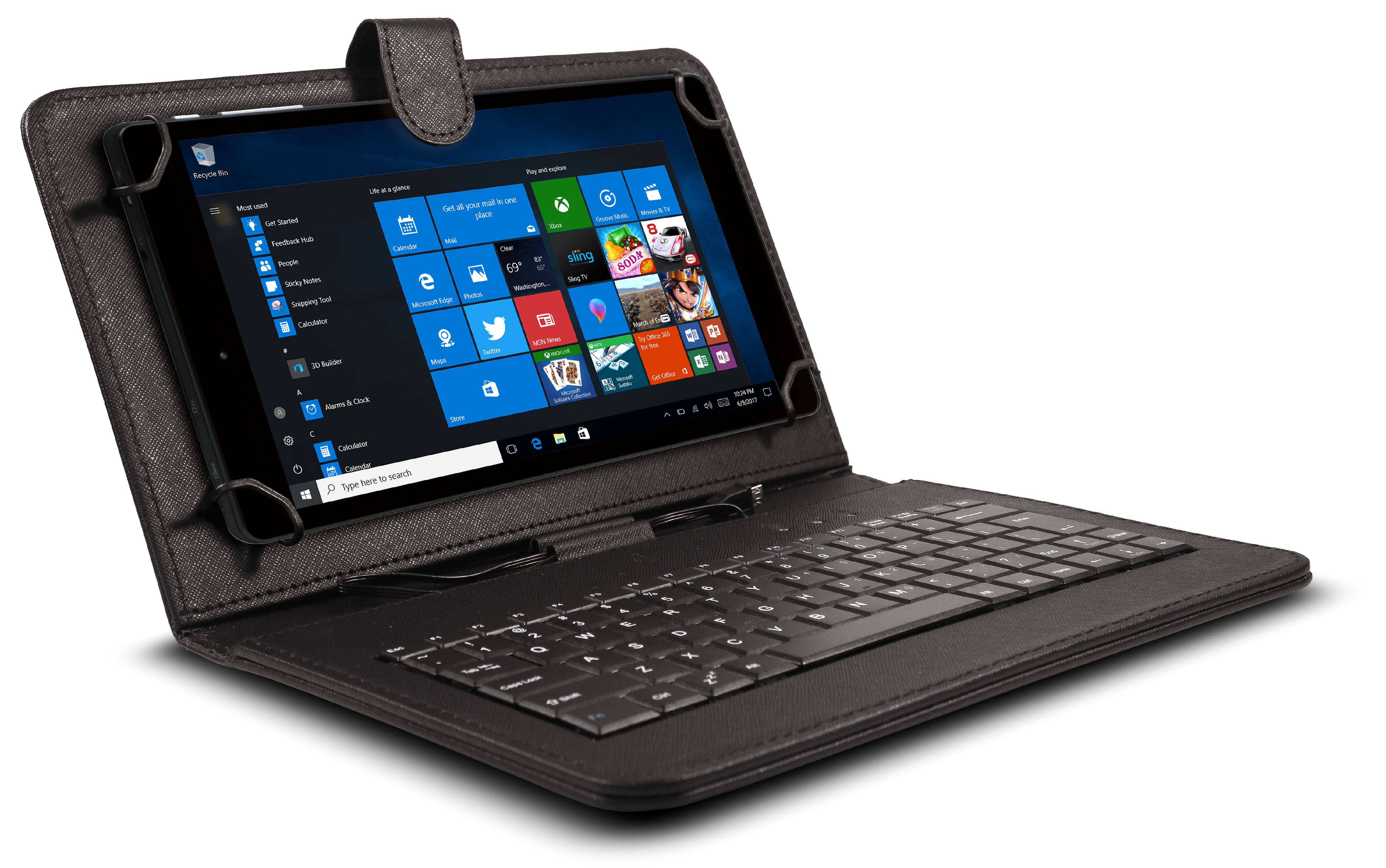 Ematic Intel 8" 16GB with Windows 10 Quad-Core Touchscreen Tablet with Leather Keyboard Case and Bluetooth 4.0 - image 1 of 6