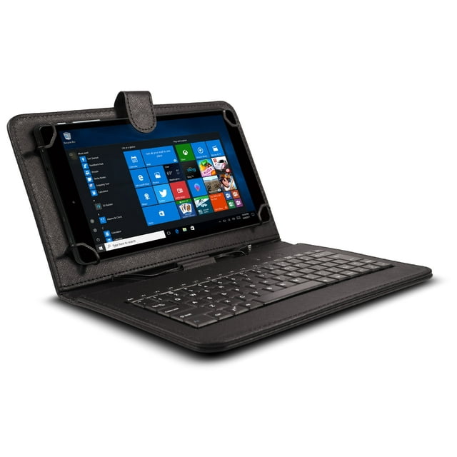 Ematic Intel 8" 16GB with Windows 10 Quad-Core Touchscreen Tablet with Leather Keyboard Case and Bluetooth 4.0