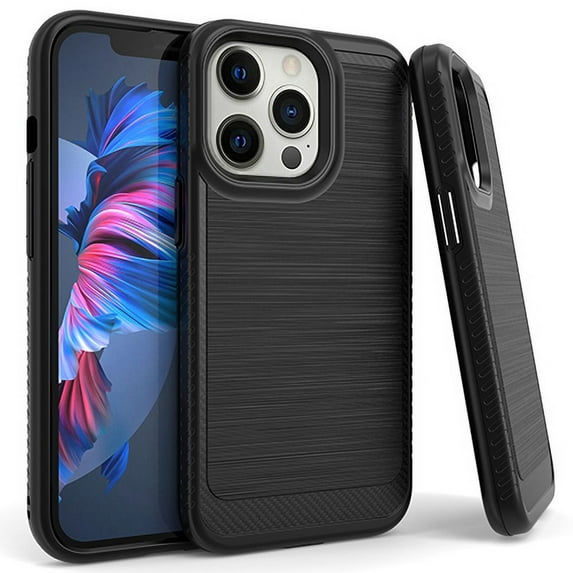 Emax Brushed Case w/Edge Design for iPhone 13 Pro Max (6.7") - Black