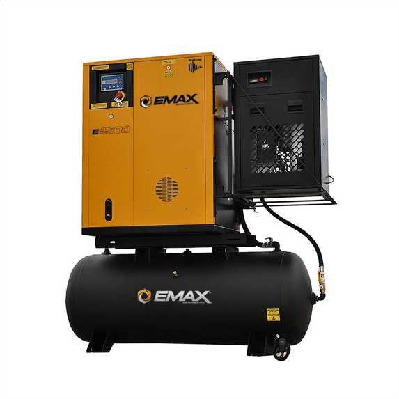 Emax Compressor Complete Rotary VFD Package 7.5hp 3PH 120 Gal Tank w/30CFM Air Dryer