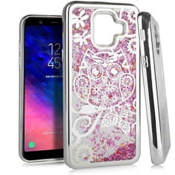Emax Liquid Glitter Owl Case for the Samsung Galaxy A6 - Silver/Pink