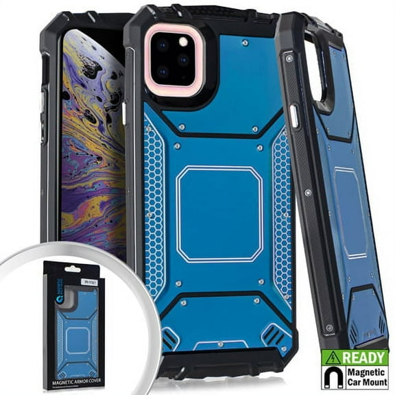 Emax Screw Metal Jacket Hybrid Case For Apple iPhone 11 (6.1") - Blue/Black