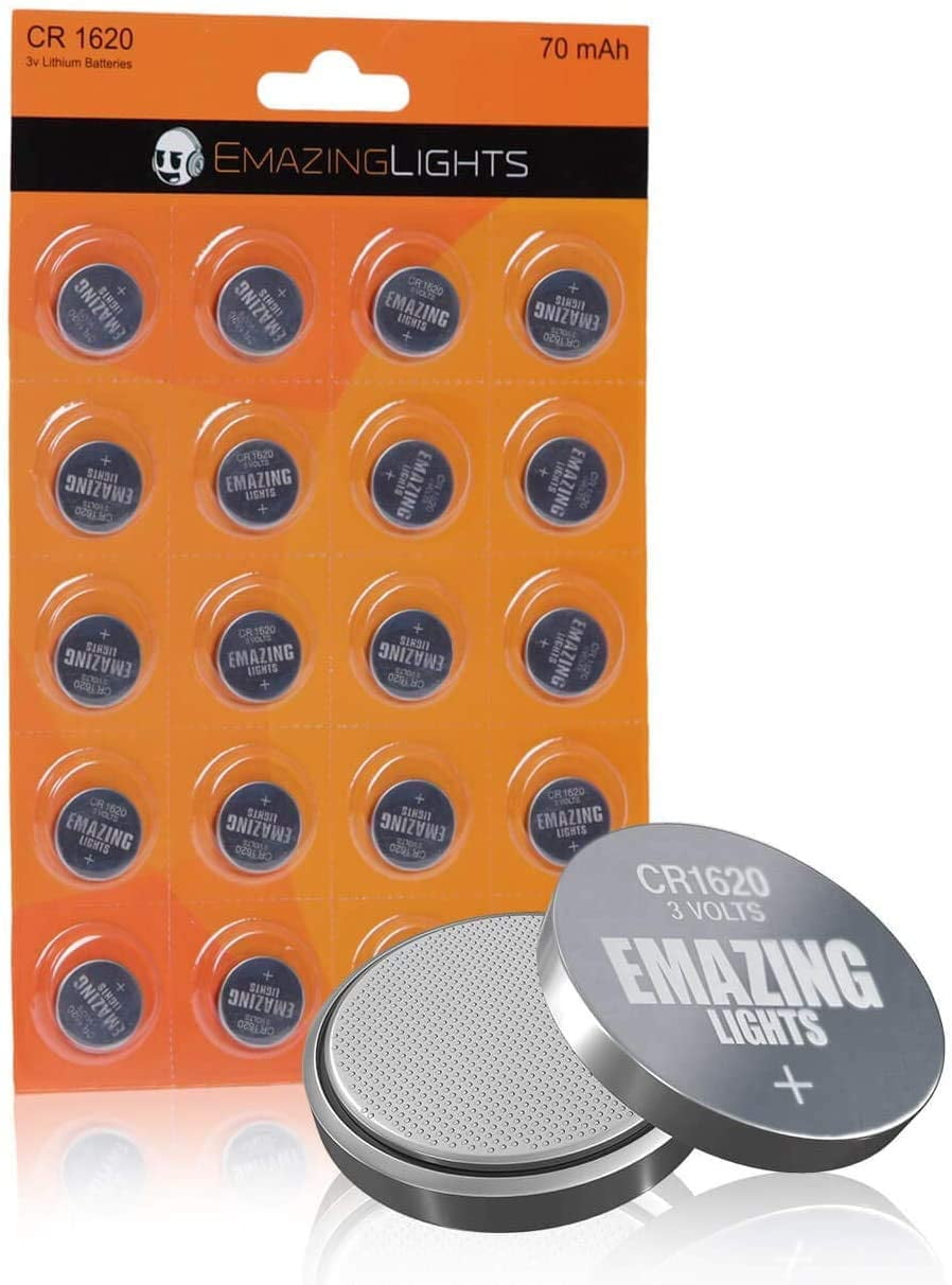 EmazingLights CR1620 Batteries 20 Pack 3V Lithium Button Cell Battery