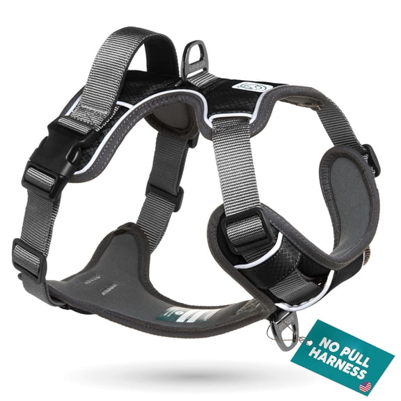 Embark Adventure Dog Harness For Small  Medium & Large Dogs - No Pull Reflective Trim Grade Nylon 2 Leash Clips Gel-lined Handle Soft Padded