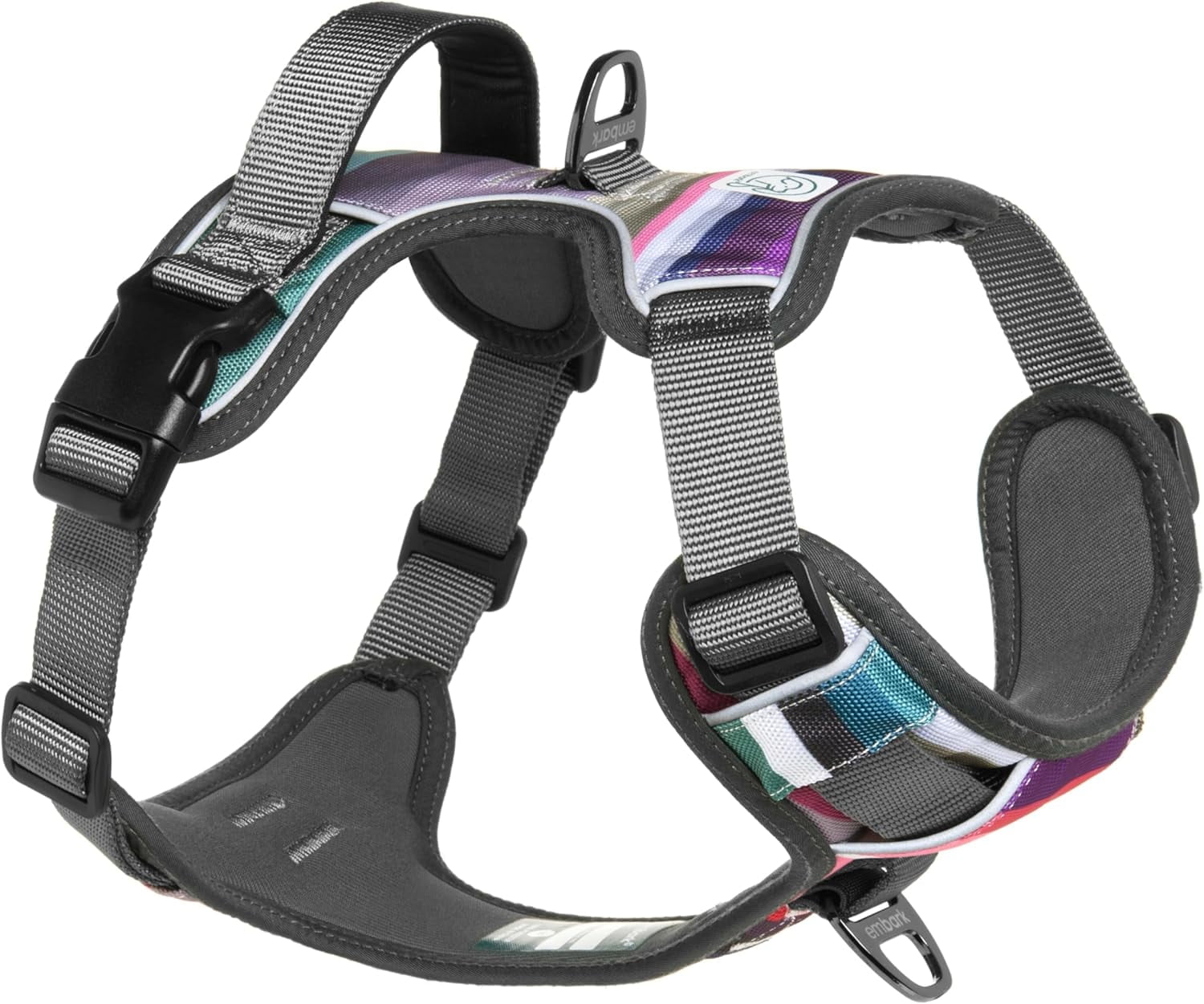 Embark Urban Dog Harness, No-Pull Reflective Trim Dog Harness for Small, Medium & Large Dogs - Military Grade Nylon, 2 Leash Clips & Gel Lined Handle. Soft & Padded Puppy Dog Vest for Any Breed
