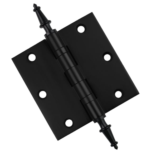 Embassy 3.5” x 3.5” Ball Bearing Door Hinge Heavy Duty Hinges Matte Black with Steeple Tips