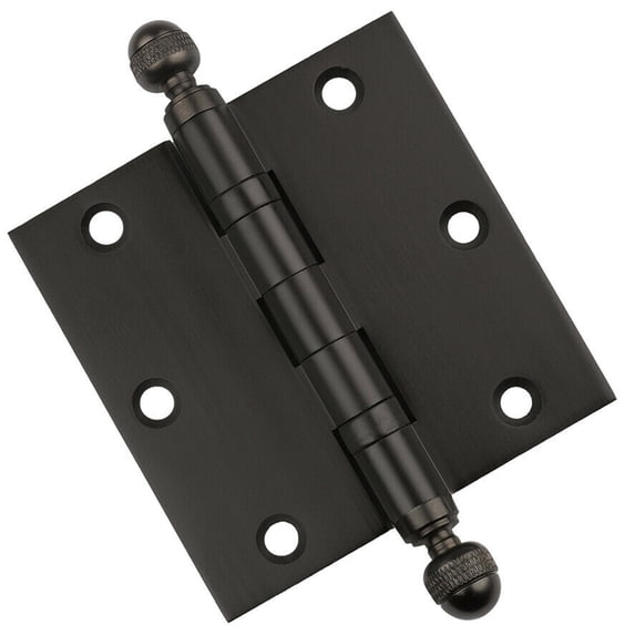 Embassy 3.5” x 3.5” Ball Bearing Door Hinge Heavy Duty Hinges Oil Rubbed Bronze with Acorn Tips