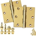 thumbnail image 1 of Embassy 3.5” x 3.5” Ball Bearing Door Hinge Heavy Duty Hinges Polished Brass with Flat Tips, 1 of 7