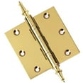 thumbnail image 1 of Embassy 3.5” x 3.5” Ball Bearing Door Hinge Heavy Duty Hinges Polished Brass with Steeple Tips, 1 of 9
