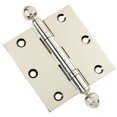 thumbnail image 1 of Embassy 3.5” x 3.5” Door Hinge Heavy Duty Hinges Polished Nickel Finish with Acorn Finials, 1 of 9