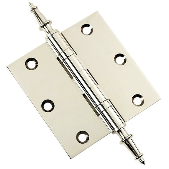 Embassy 3.5” x 3.5” Door Hinge Heavy Duty Hinges Polished Nickel Finish with Steeple Finials