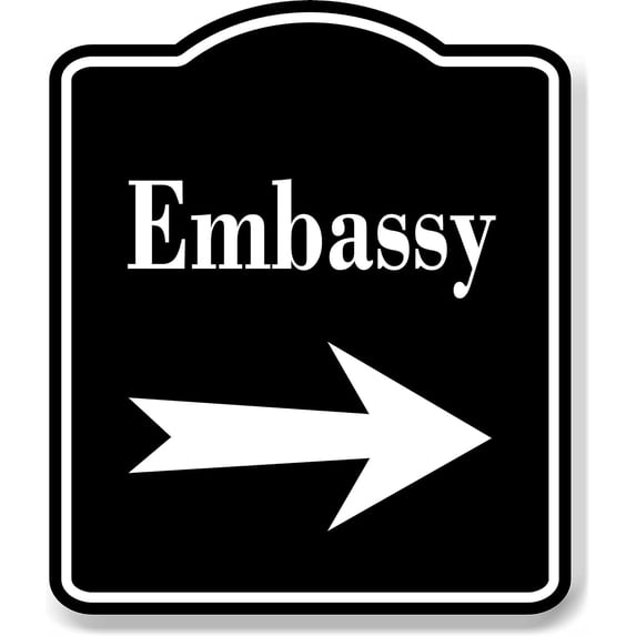 Embassy Right Arrow BLACK Aluminum Composite Sign, 15"x18"