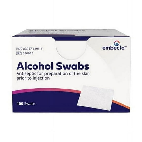 Embecta (Formerly BD) Alcohol Prep Pads, 70% Strength Isopropyl Alcohol, Box of 100 Individual Packets