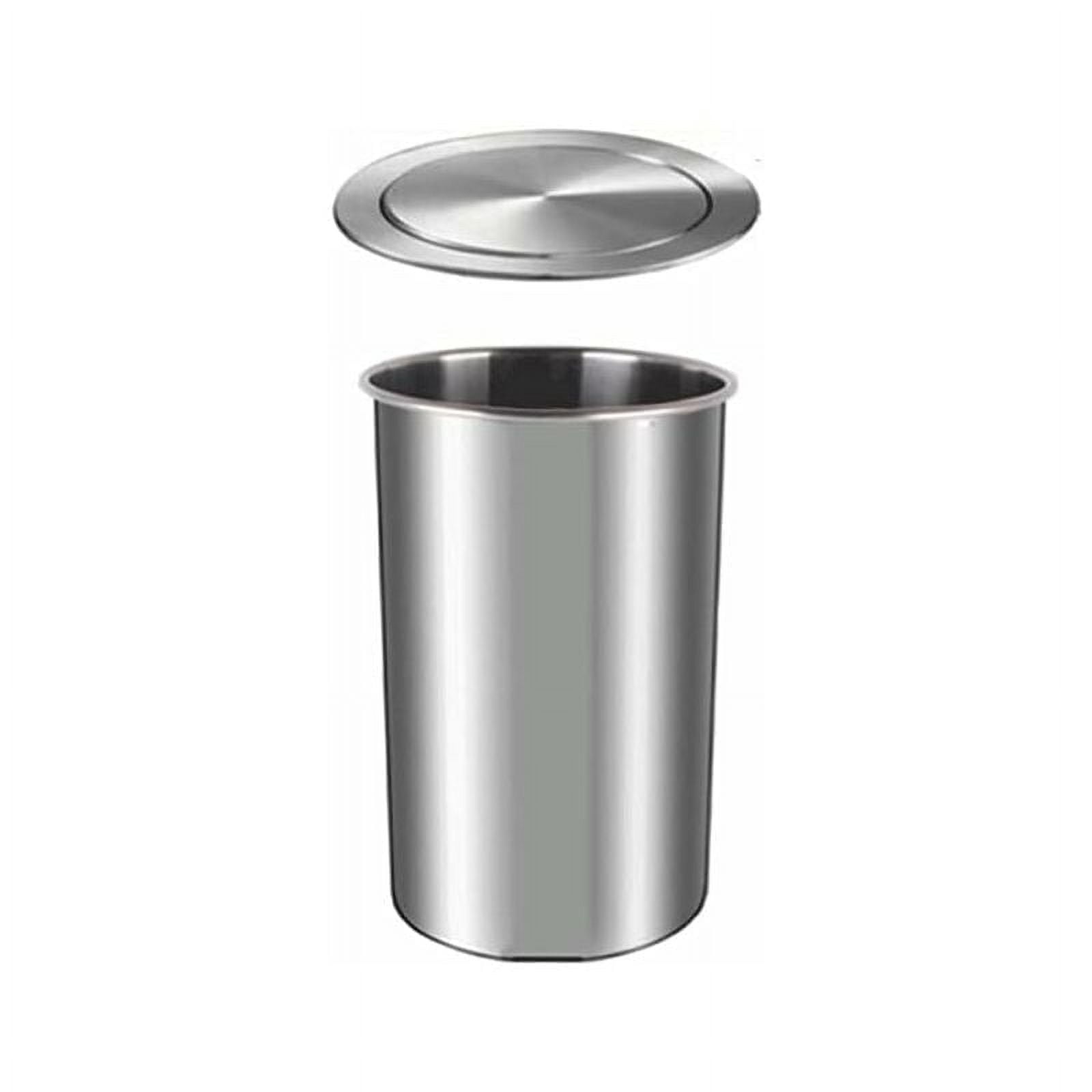 Embedded Circular Trash Bin With Lid On Workbench - Stainless Steel Trash Bin With Integrated ...