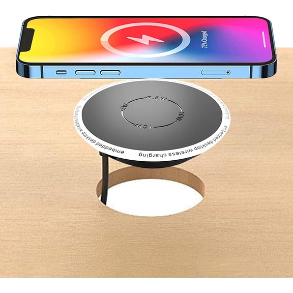Embedded Desktop Wireless Charger, QI Standard Wireless Fast Charging Station 5W 7.5W 10W 15W Invisible Wireless Charger Compatible with i-Phone 15-12,XS Etc