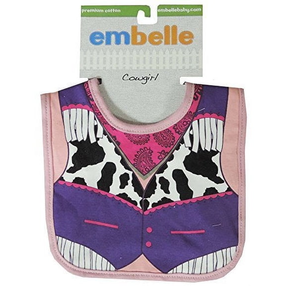 Embelle Baby Infant Girl Cowgirl Cotton Knit Bib Animal Print Pink Purple