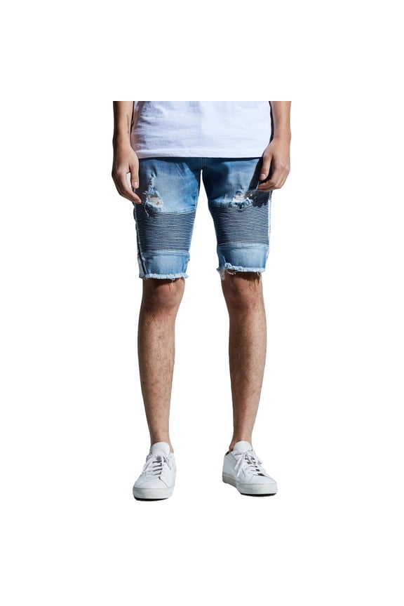 Embellish Bolt Biker Shorts Blue White