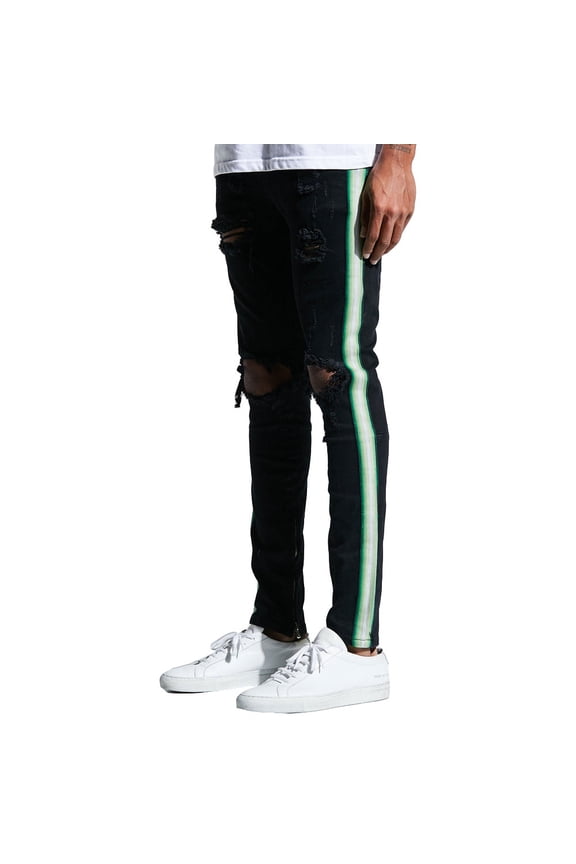 Embellish Bolt Standard Denim Jeans Ripped Black