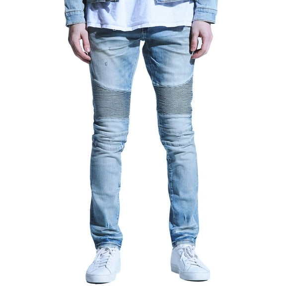 Embellish Culver Biker Denim Jeans Light Blue