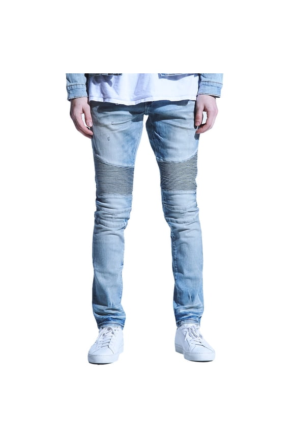 Embellish Culver Biker Denim Jeans Light Blue
