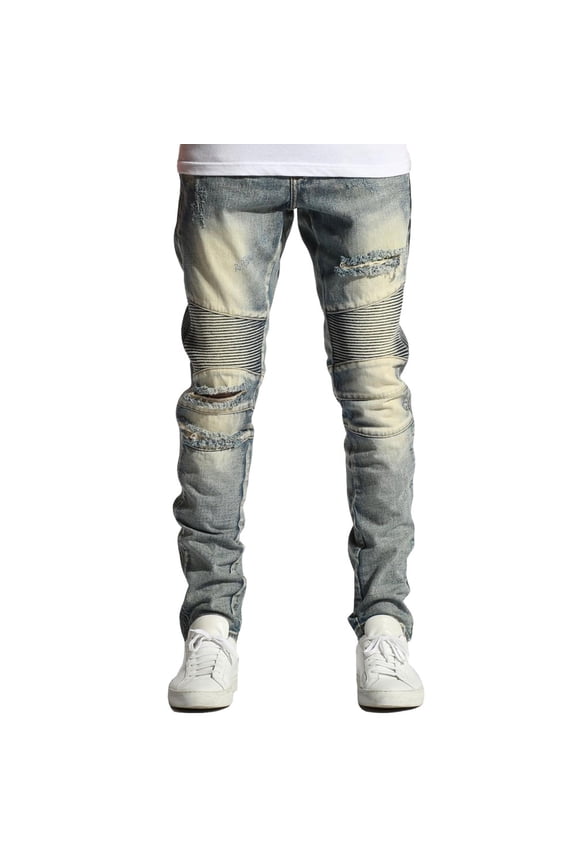 Embellish Hoppy Biker Denim Jeans in Vintage Stone Wash