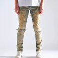 thumbnail image 1 of Embellish NYC Men's Buckle Straps Rip & Repair Distressed Skinny Fit Denim Jeans (30, Indigo Sand Wash), 1 of 3