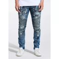 thumbnail image 1 of Embellish NYC Men's Moto Biker Rip & Repair Distressed Skinny Fit Denim Jeans (30, Indigo Blue), 1 of 4