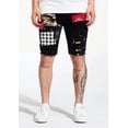 thumbnail image 1 of Embellish NYC Men's Patchwork Paint Splatter Distressed Skinny Denim Jean Shorts (28, Black), 1 of 3