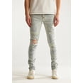 thumbnail image 1 of Embellish NYC Men's Rip & Repair Distressed Skinny Fit Stretch Denim Jeans (28, Light Blue), 1 of 5