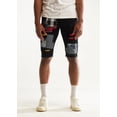 thumbnail image 1 of Embellish NYC Men's Rip & Repair Patchwork Distressed Skinny Denim Jean Shorts (30, Black), 1 of 4