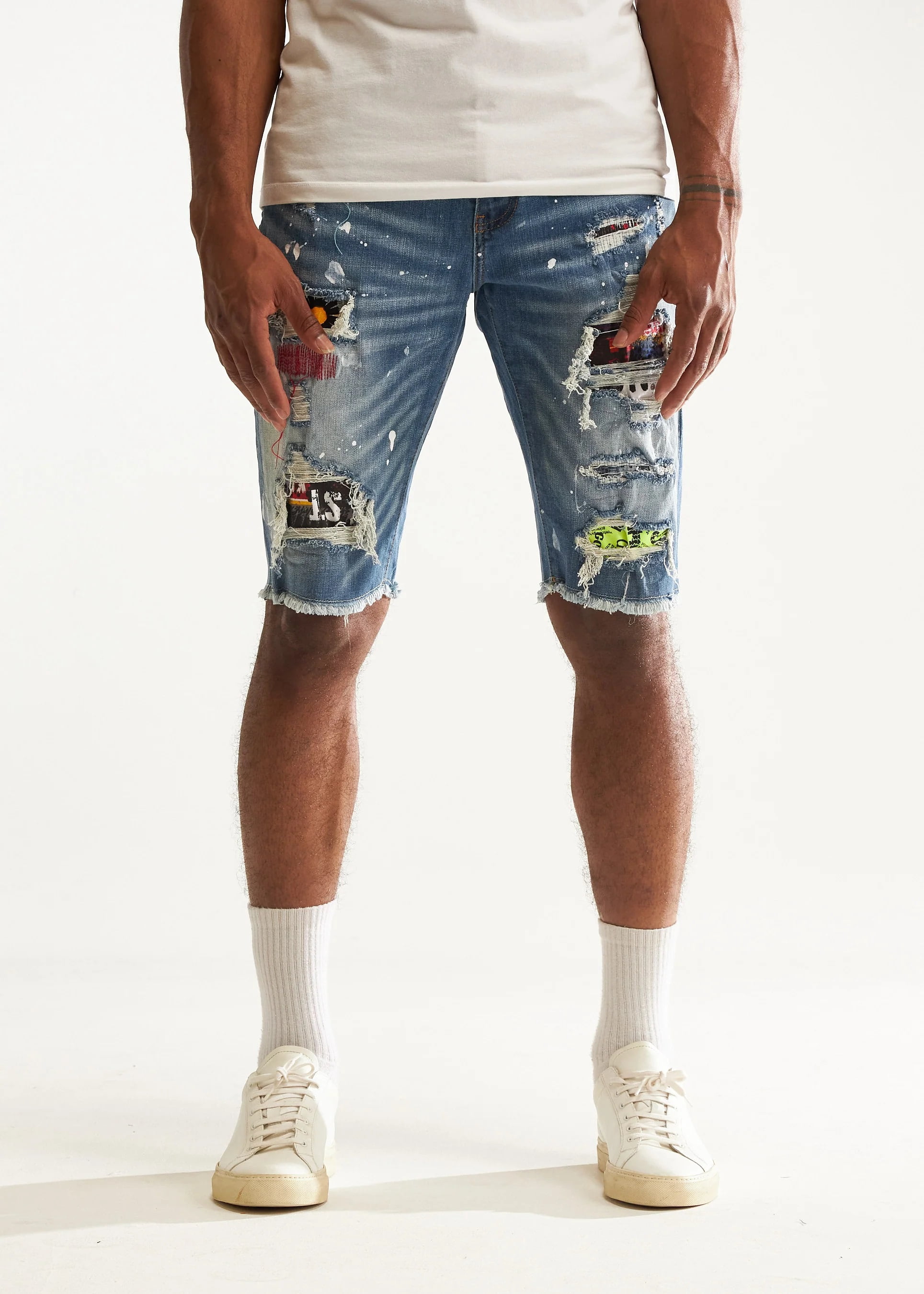Leesechin Men's Slim Fit Stretch Denim Shorts Ripped Skinny Jean Shorts For Men Fashion Straight Comfort Flex Waist Short