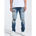 thumbnail image 1 of Embellish NYC Men's Skiba Rip & Repair Patchwork Distressed Skinny Fit Denim Jeans (32, Indigo Blue), 1 of 3