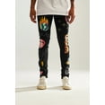 thumbnail image 1 of Embellish NYC Men's Urth All Over Paint Graphic Skinny Fit Black Denim Jeans (38, Black), 1 of 4