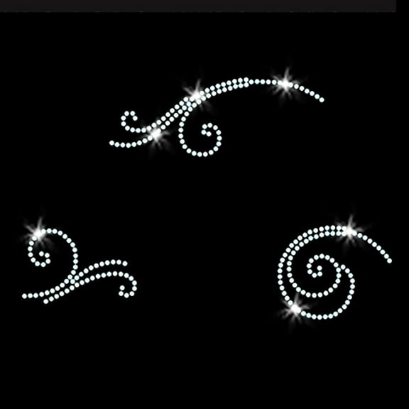 Embellish Swirls Design E2 Sparkly Flourish Bling Iron-on Clear Crystal Rhinestone Heat Transfer by JCS Rhinestones