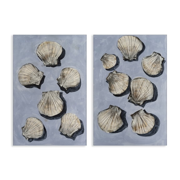 Stupell Industries Embellished Clam Seashells 2 Piece Canvas Wall Art Set, design by Michael Willett, 24 x 16
