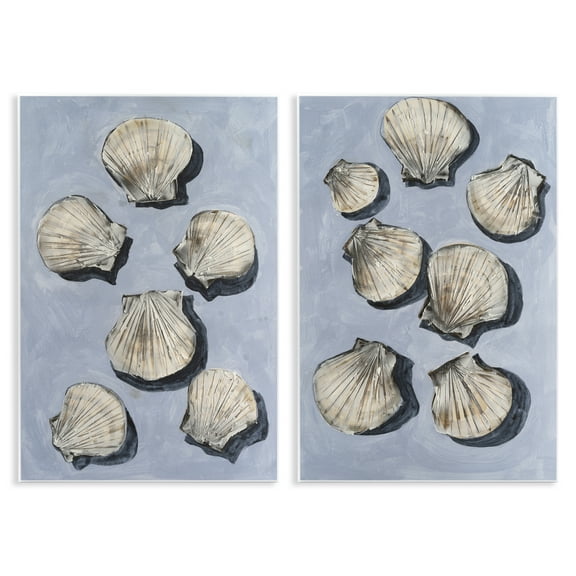 Stupell Industries Embellished Clam Seashells 2 Piece Wall Plaque Art Set, design by Michael Willett, 19 x 13