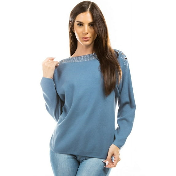 Embellished Knit Loose Fit Tunic Top